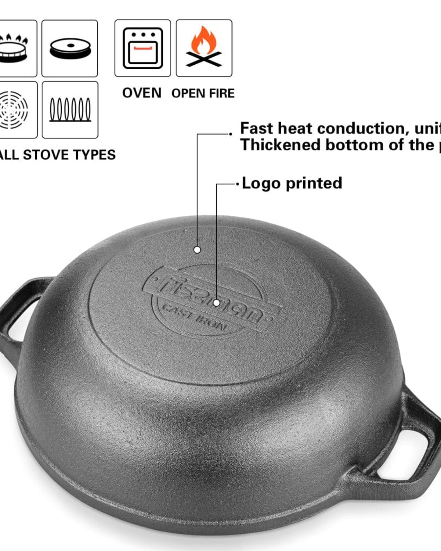 Fissman Casserole Cast Iron Black 27.3cm