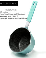 Fissman Sauce Pan Mini Chef With Aluminum Non Stick Touch Stone Coating Black/Mint 12x7cm/0.7Liters