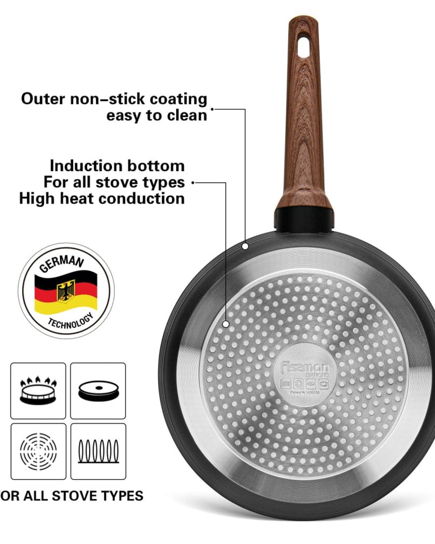Fissman Frying Pan Diamond Aluminum 24cm