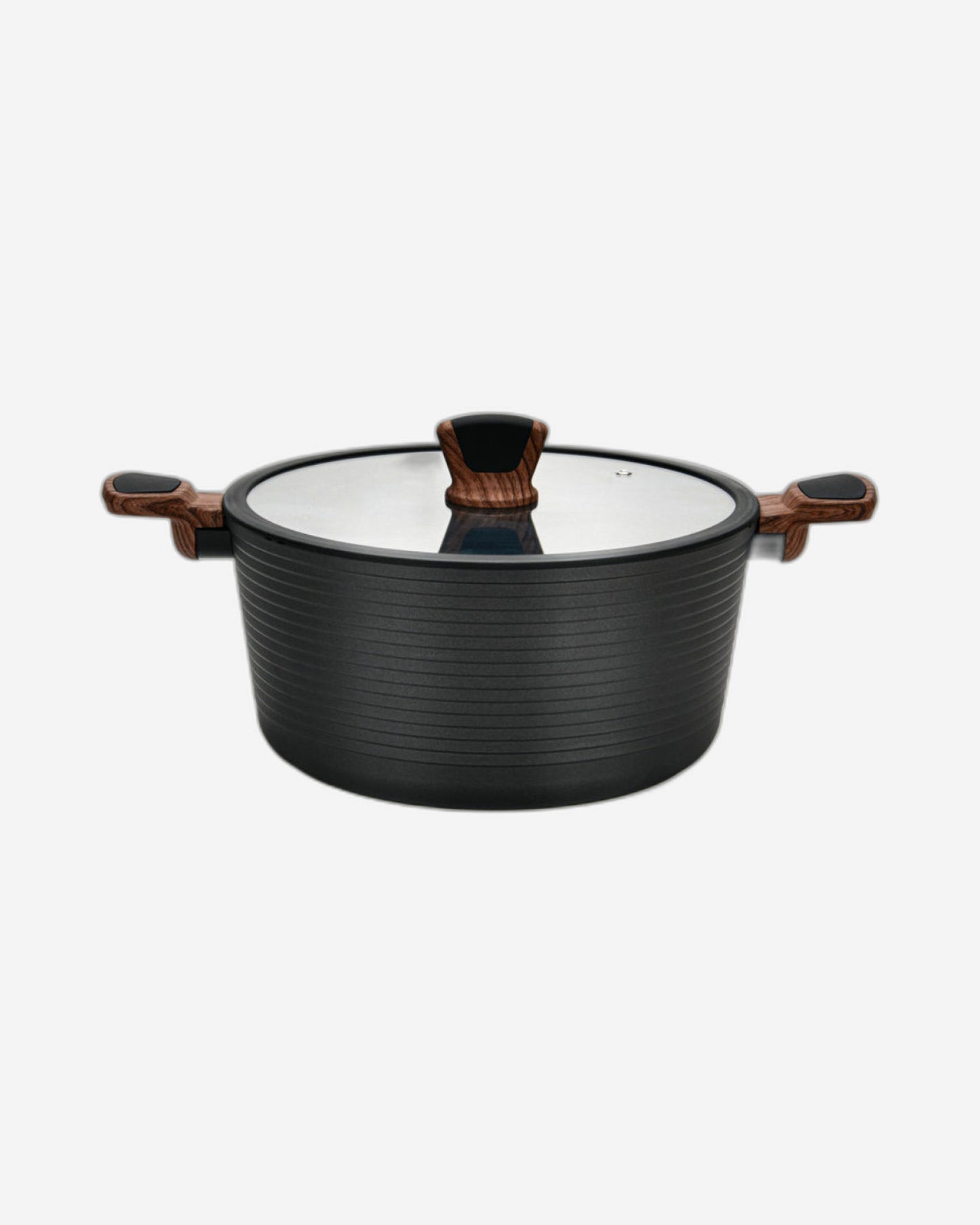Fissman Stock Pot With Glass Lid Black 28cm Diamond Series Series Aluminum With Induction Bottom