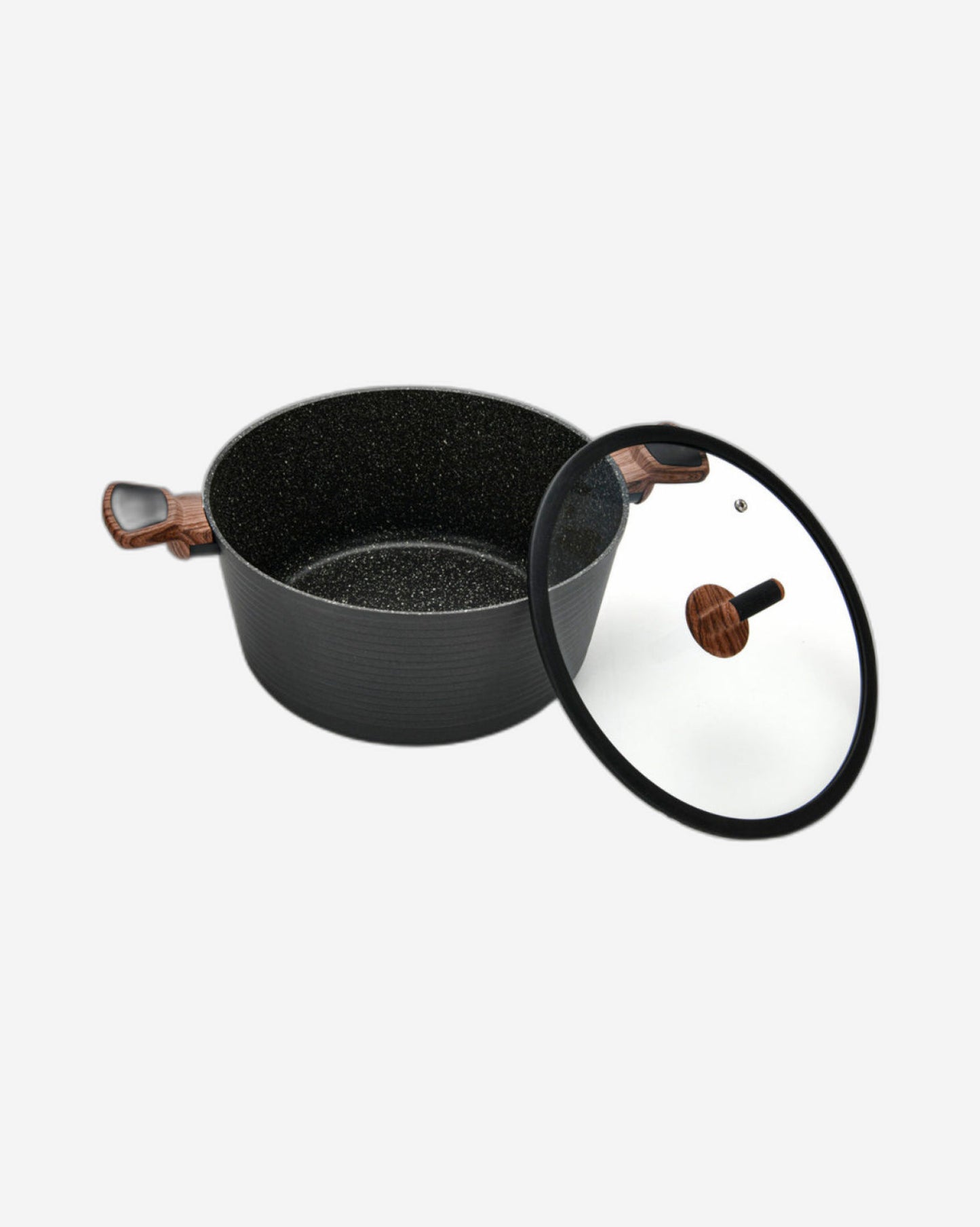 Fissman Stock Pot With Glass Lid Black 28cm Diamond Series Series Aluminum With Induction Bottom