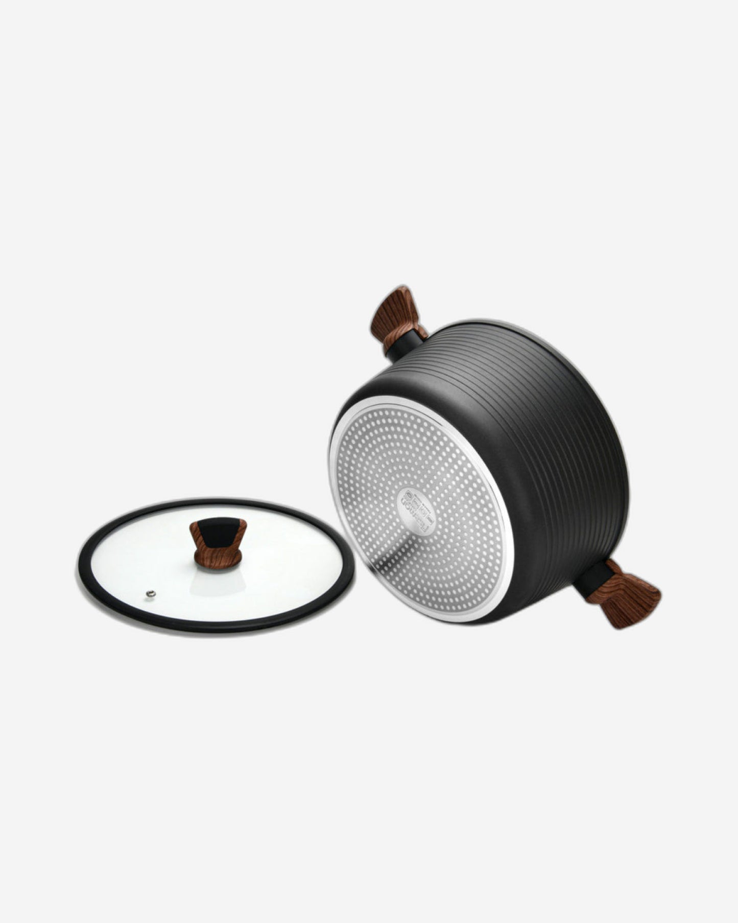 Fissman Stock Pot With Glass Lid Black 28cm Diamond Series Series Aluminum With Induction Bottom