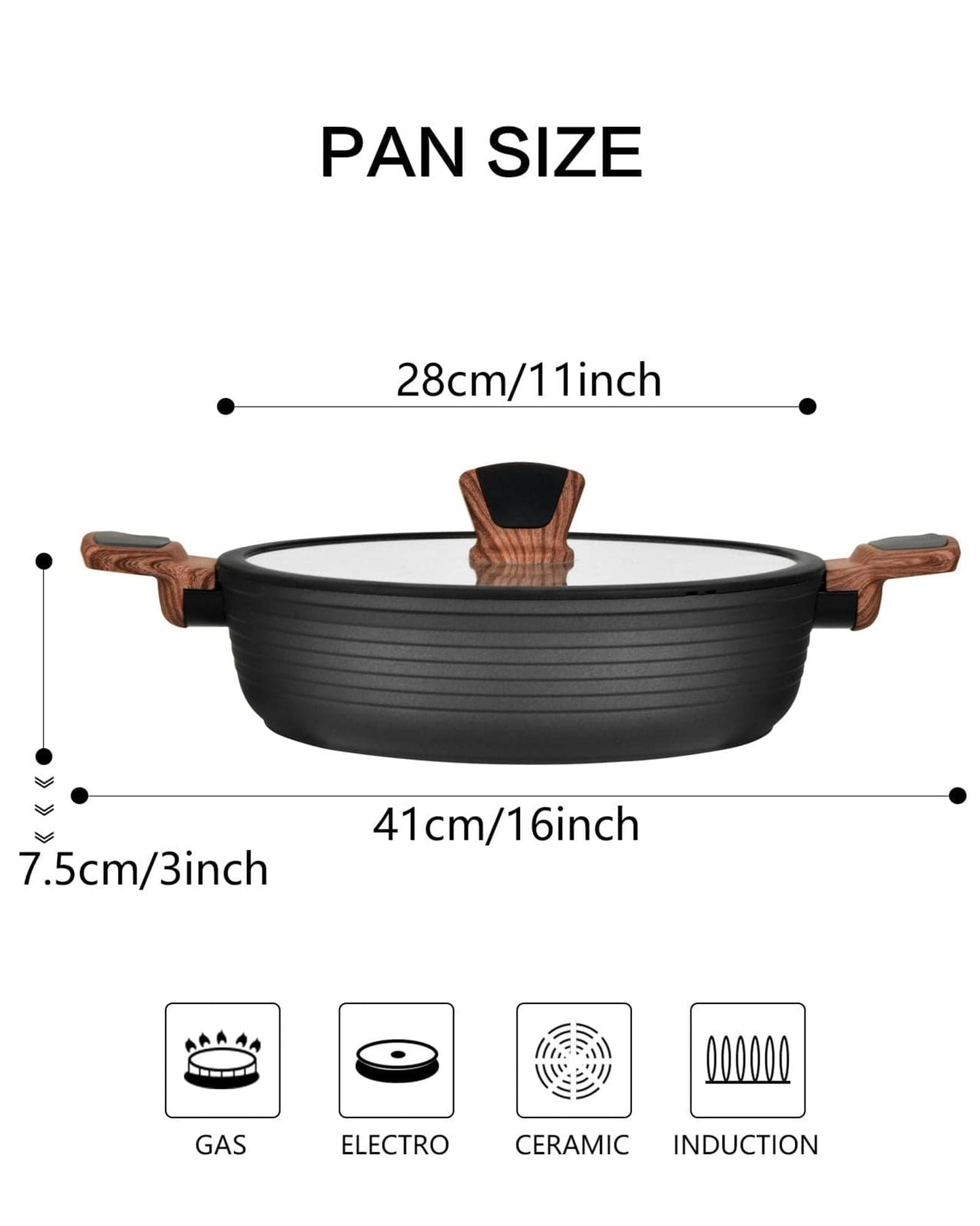 Fissman Casserole Diamond Aluminum Black 28cm