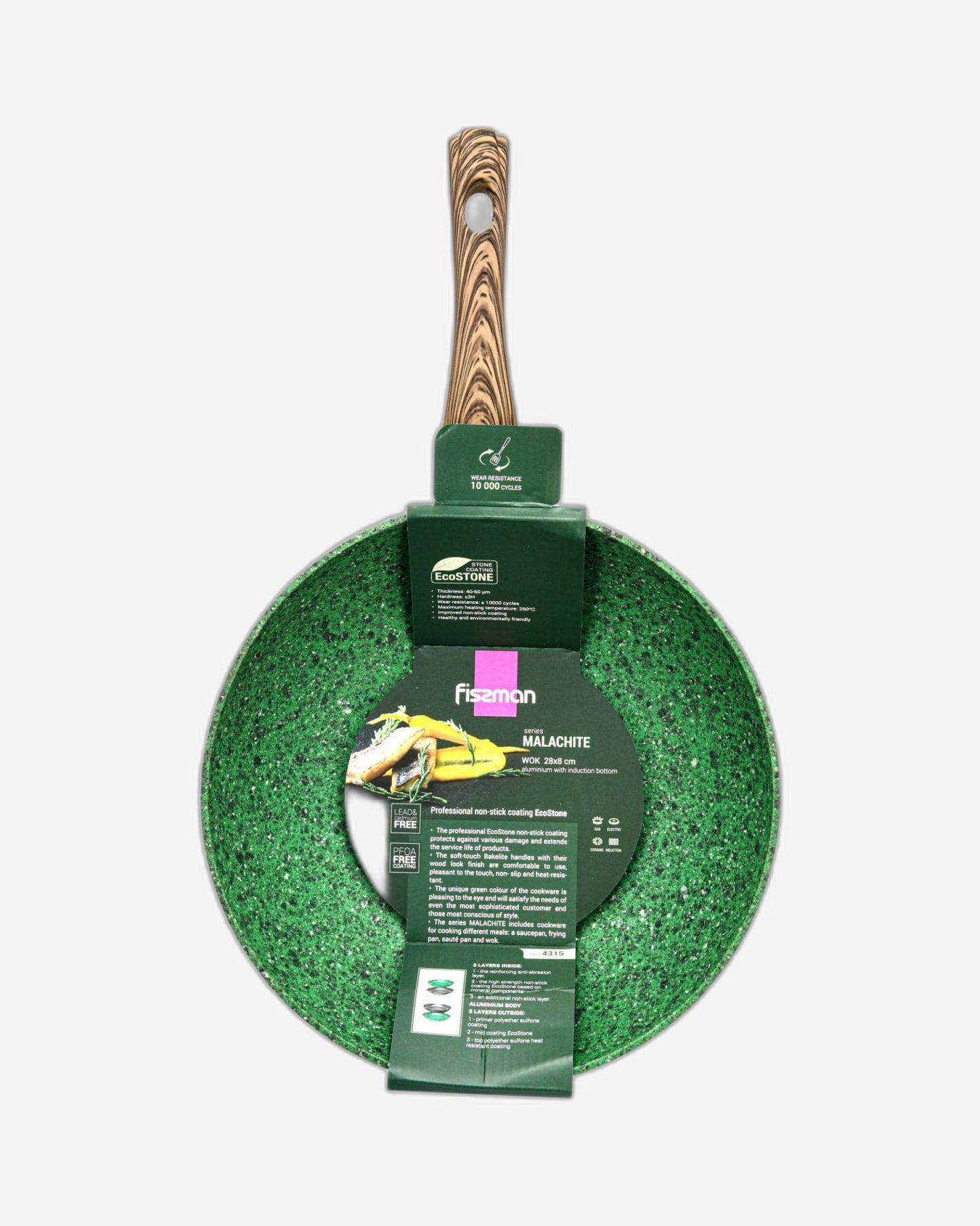 Fissman Wok Pan Malachite Aluminum Green