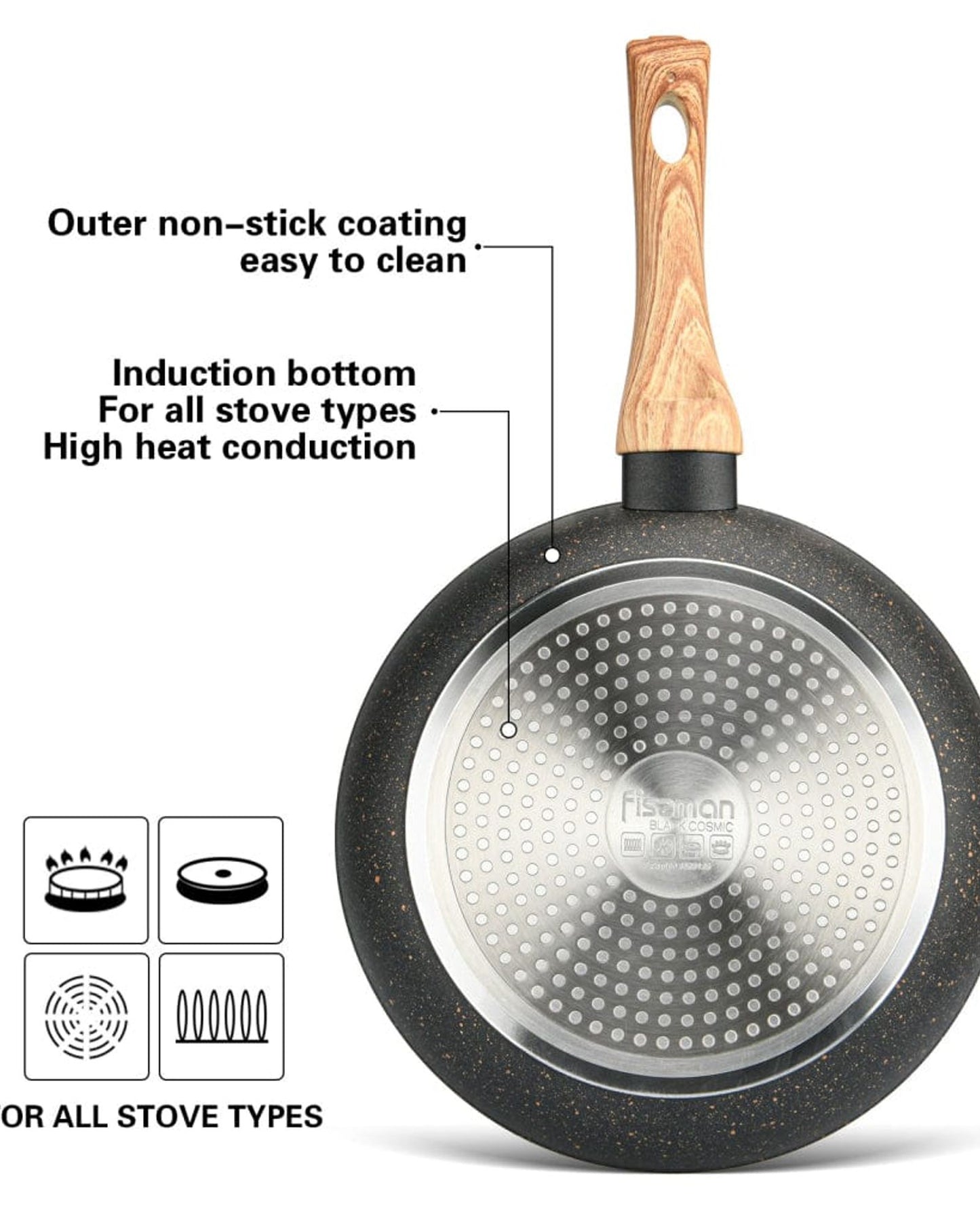 Fissman Frying Pan Cosmic Aluminum Black/Brown 20cm