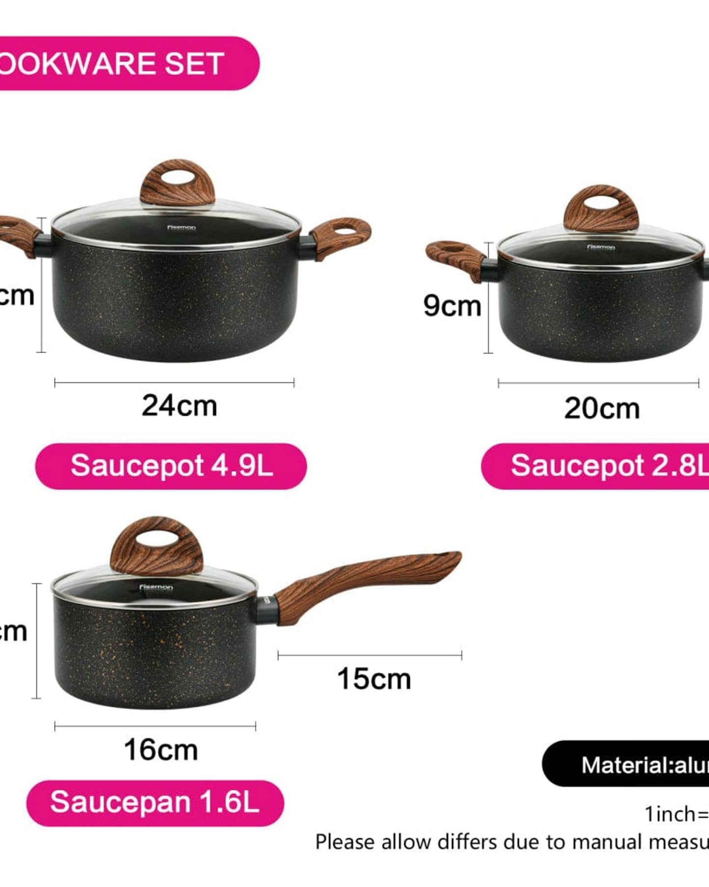 Fissman Cookware Cosmic Aluminum 6Pc