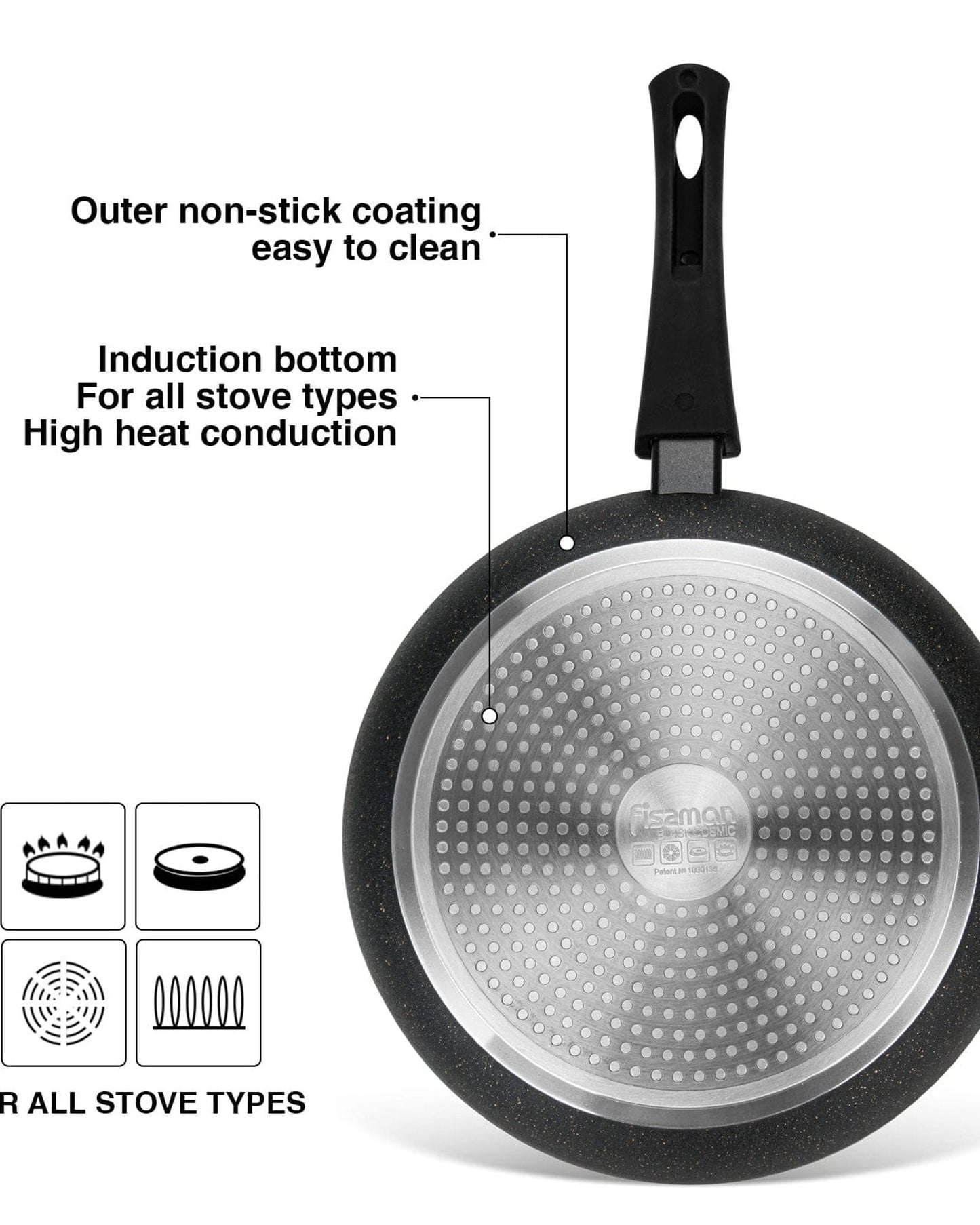 Fissman Frying Pan Cosmic Aluminum Black 28cm