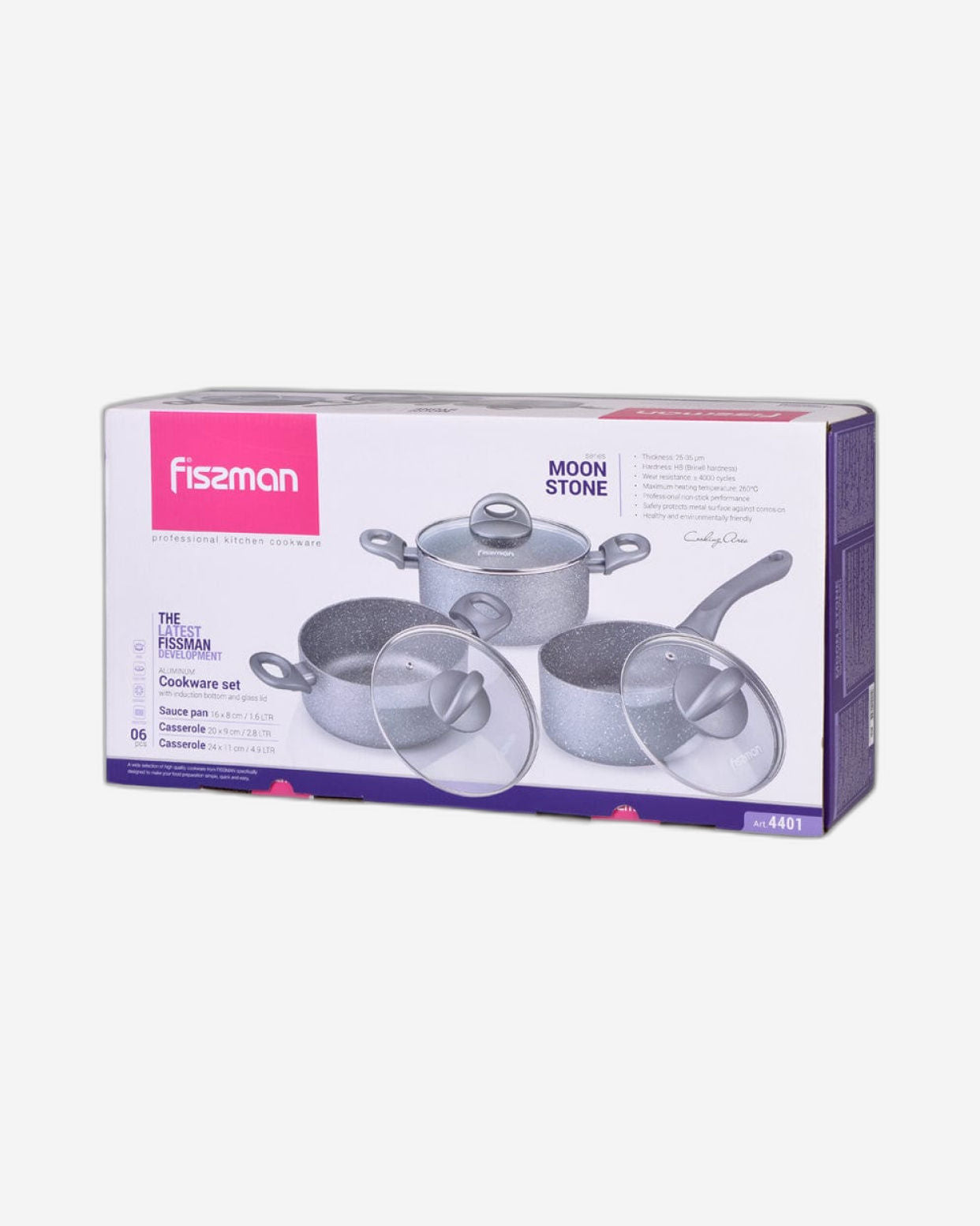 Fissman Cookware Moon Stone Aluminum 6Pc