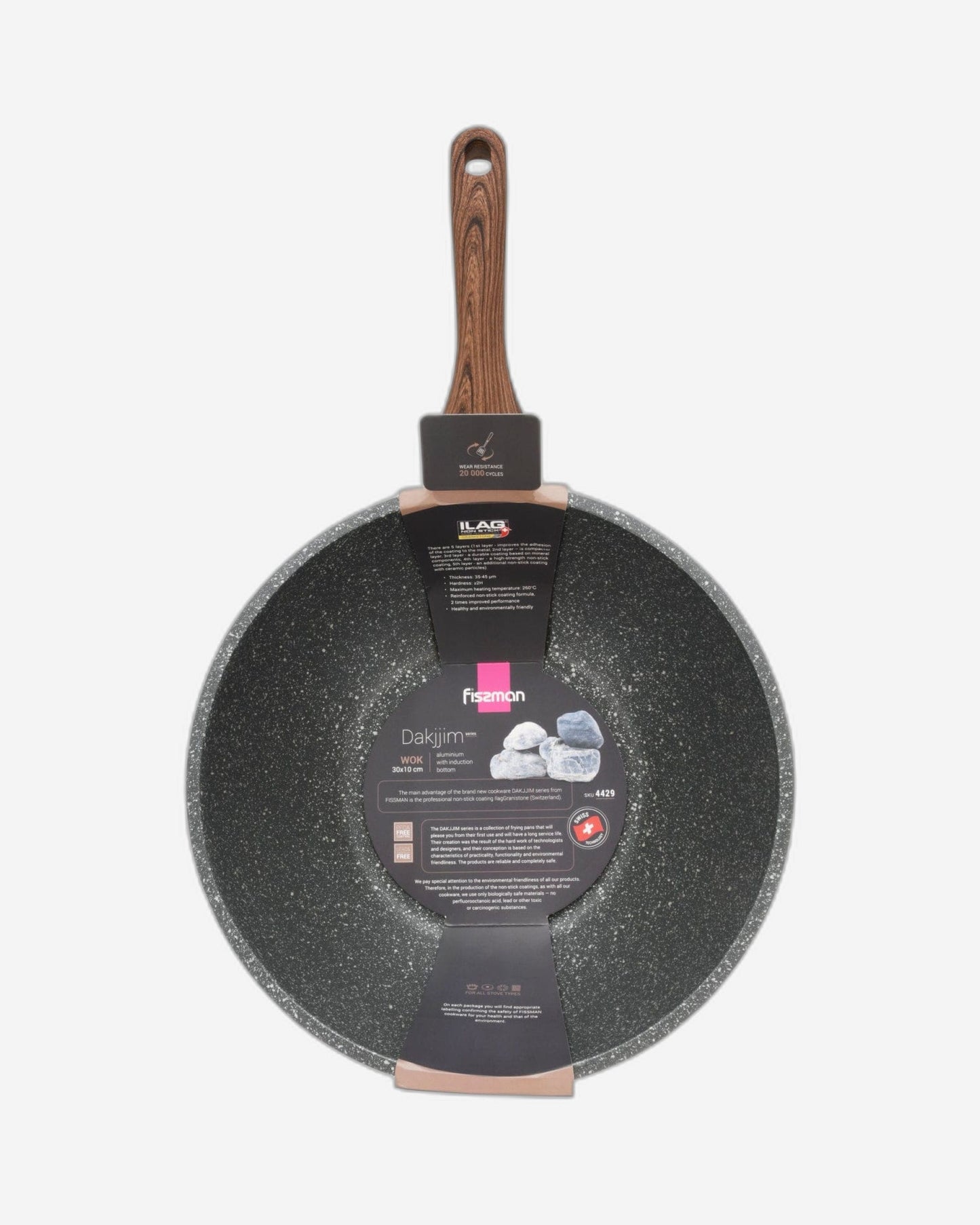 Fissman Wok Pan Dakjjim Aluminum Black/Brown 30cm
