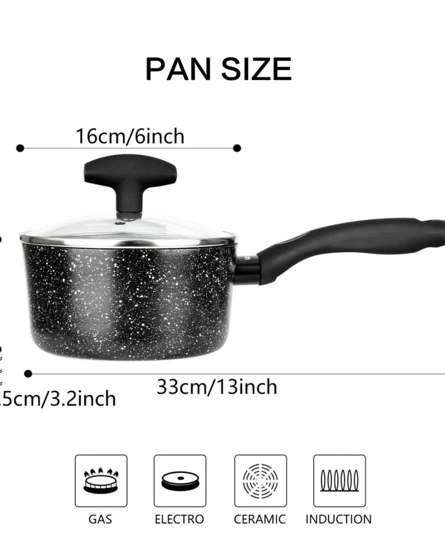 Fissman Saucepan Fiore Aluminum Black 1.7L