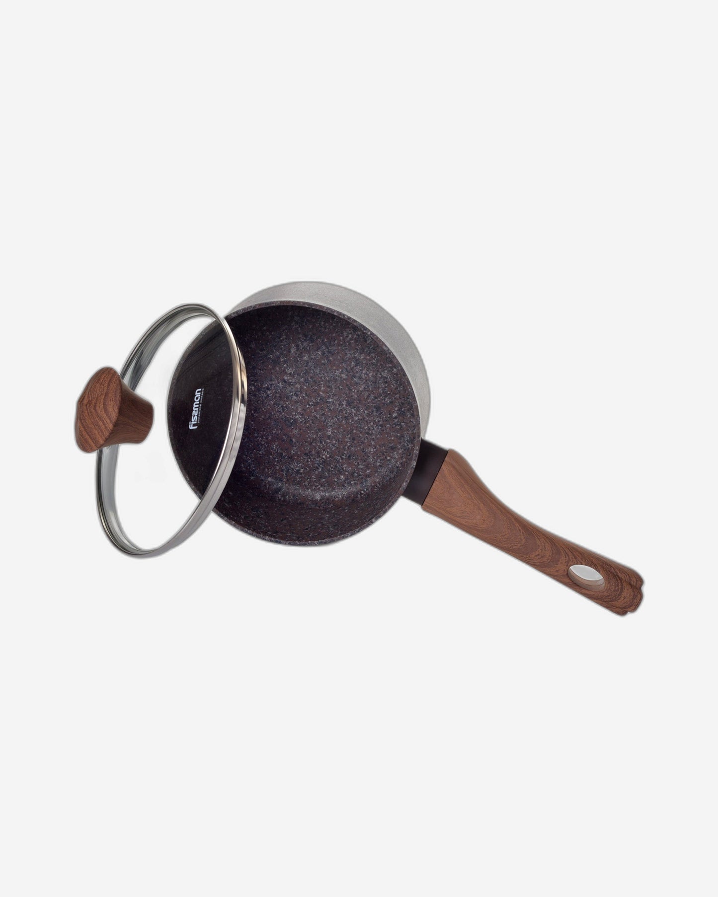 Fissman Saucepan Magic Brown 16x7.8cm/1.4 Ltr With Glass Lid With Induction Bottom (Aluminium With Non-Stick Coating)