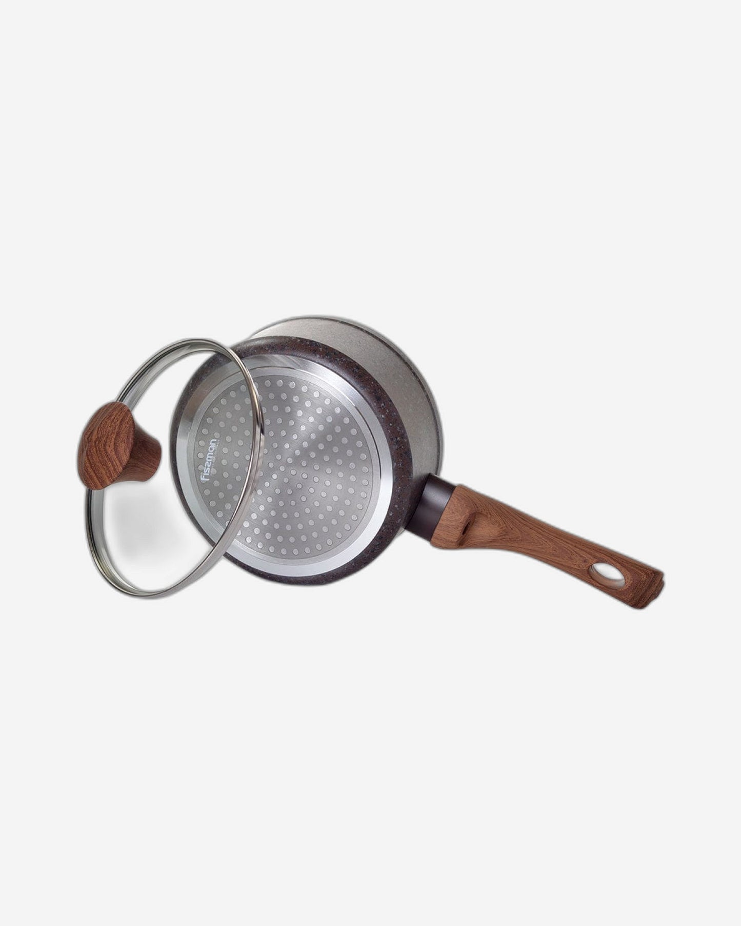 Fissman Saucepan Magic Brown 16x7.8cm/1.4 Ltr With Glass Lid With Induction Bottom (Aluminium With Non-Stick Coating)