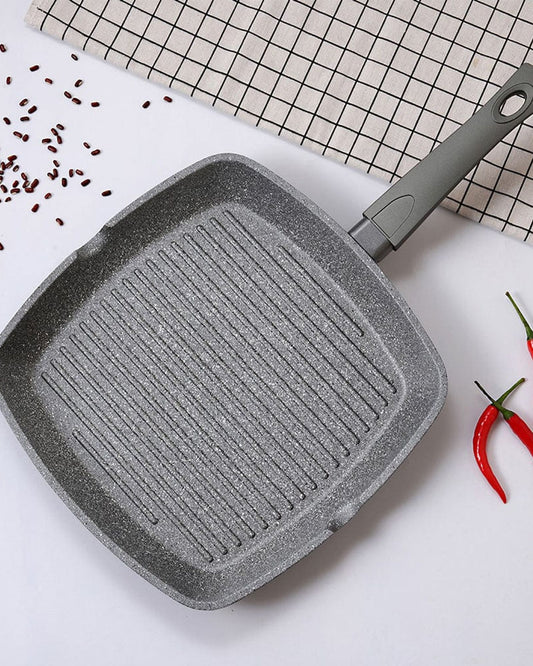 Fissman Square Grill Pan With Bakelite Handle Stone Series Non Stick Coating Platinum Black 24x4cm