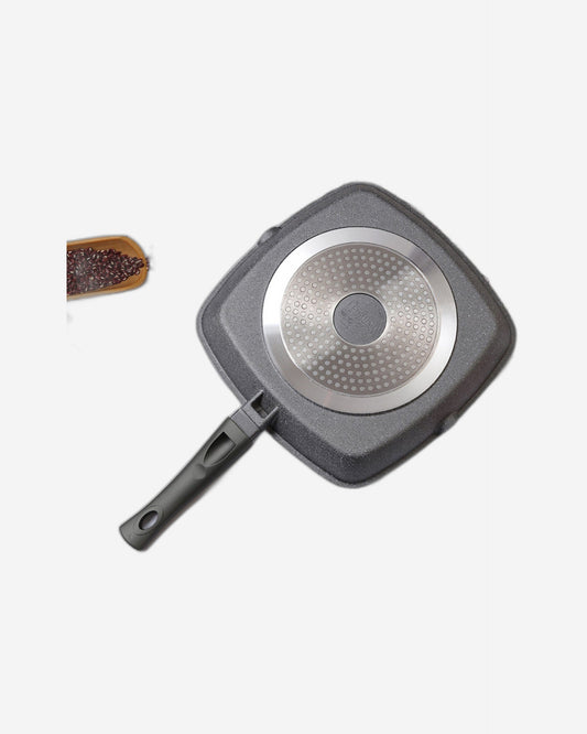 Fissman Square Grill Pan With Bakelite Handle Stone Series Non Stick Coating Platinum Black 24x4cm