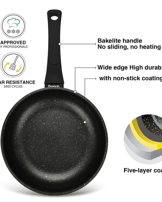 Fissman Deep Frying Pan 20x5.5cm Grace Series Aluminum Touch Stone Coating