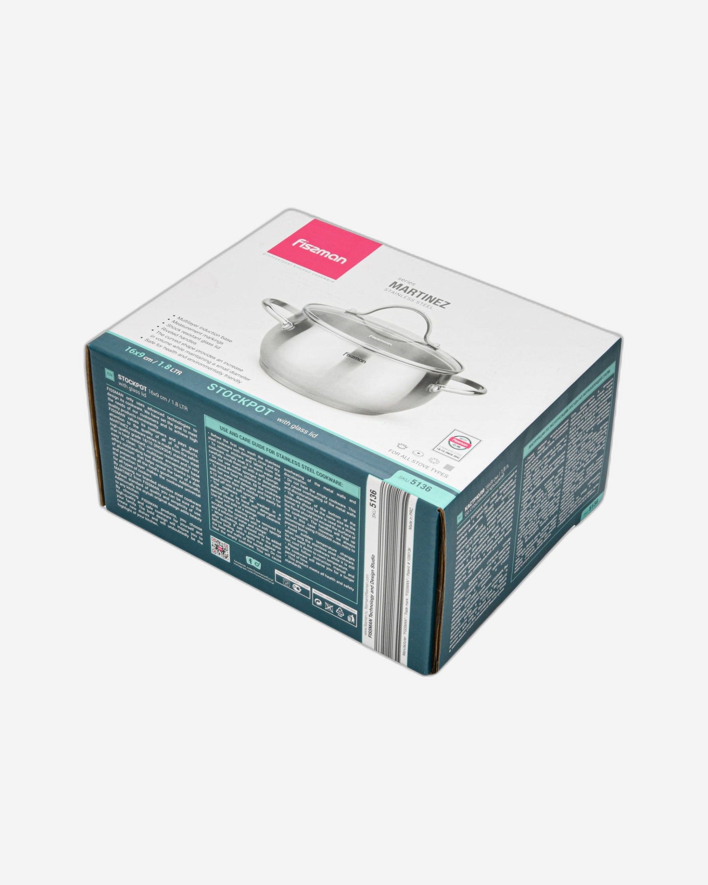 Fissman Martinez Stoc kPot With Lid Silver 16 x 9cm