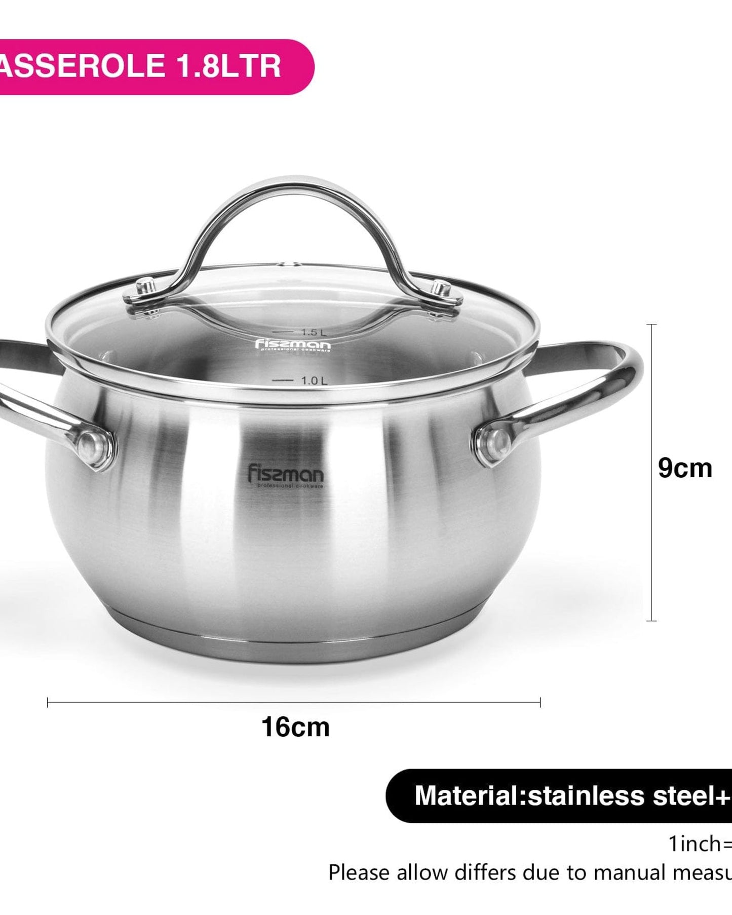 Fissman Martinez Stoc kPot With Lid Silver 16 x 9cm