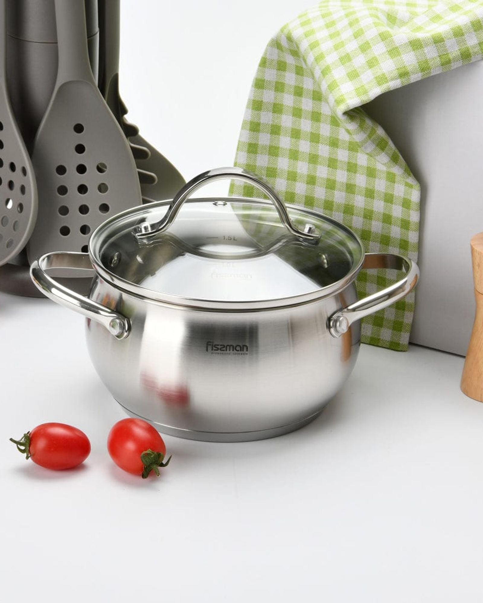 Fissman Stockpot with Glass Lid Martinez Series Satinless Steel Silver 24x13cm/5.9LTR