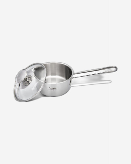 Fissman Stainless Steel Saucepan with Glass Lid Silver 12x6cm/0.6LTR