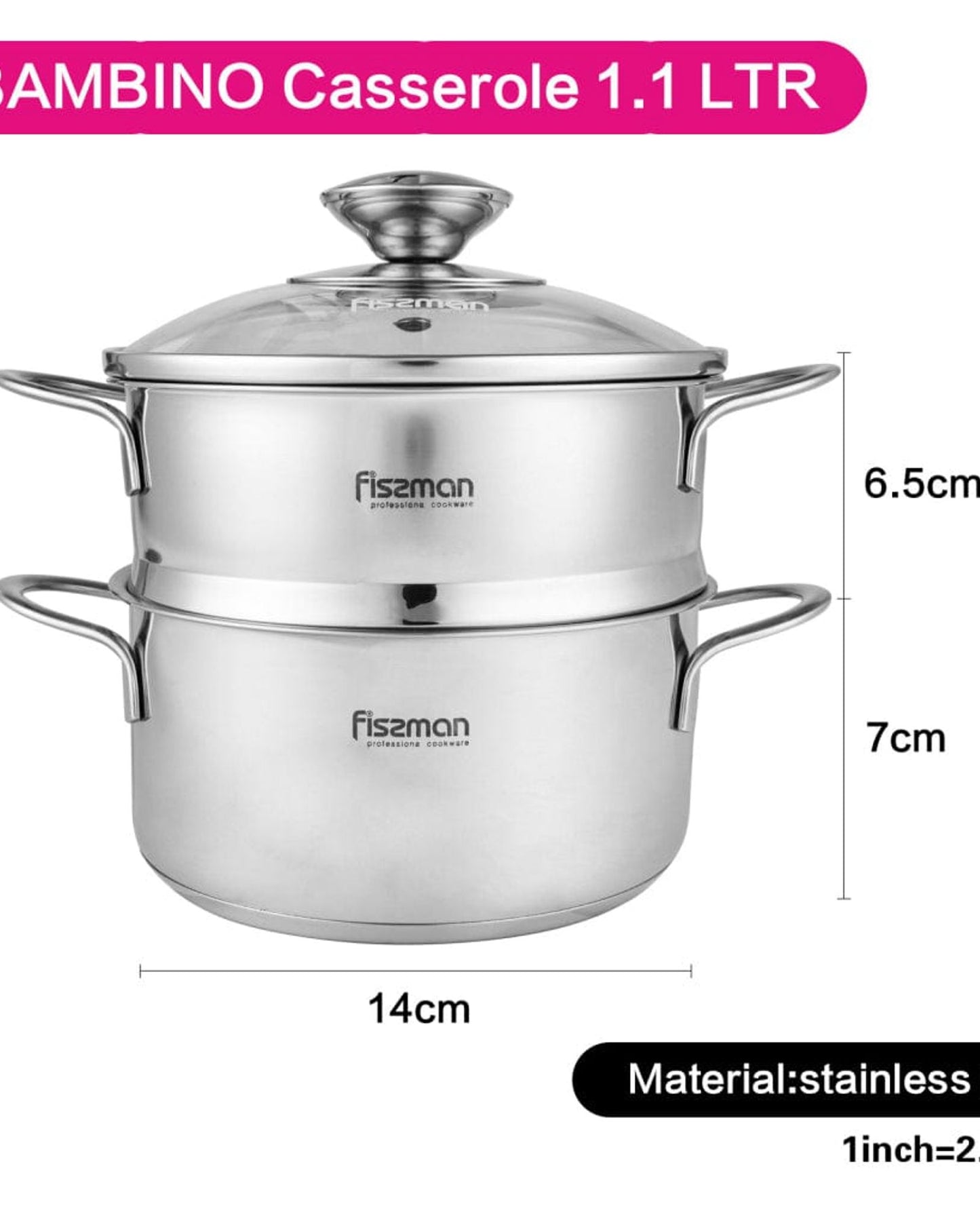 Fissman Casserole Bambino Silver 14cm