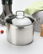 Fissman Stockpot With Glass Lid Tahara Series Stainless Steel Silver/Clear 24x18cm/8.1Liters