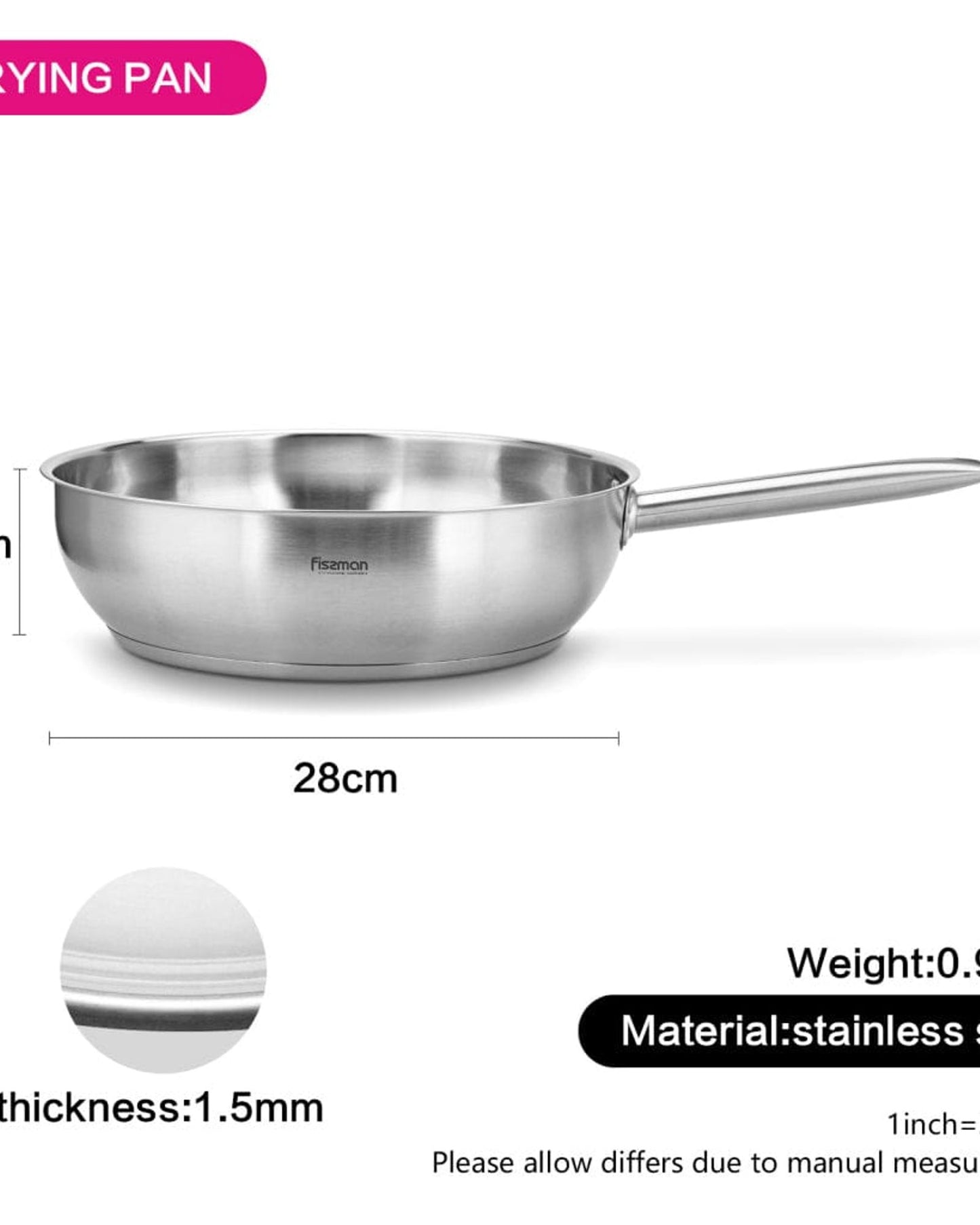 Fissman Frying Pan Silver 28cm