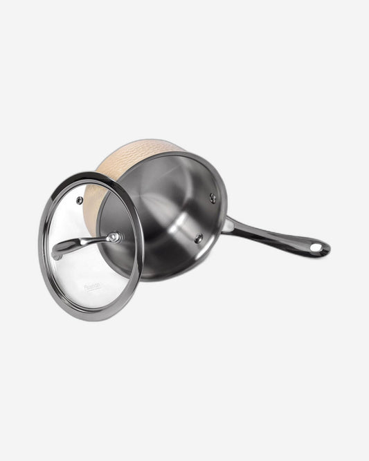 Fissman Brigette Series Stainless Steel Sauce Pan With Glass Lid 1.4L Beige 16?7.5cm