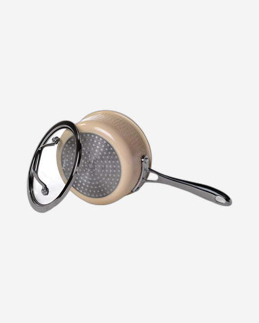 Fissman Brigette Series Stainless Steel Sauce Pan With Glass Lid 1.4L Beige 16?7.5cm