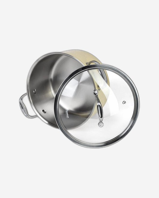 Fissman Brigitte Stainless Steel Saucepan With Lid Beige/Silver/Clear 5L