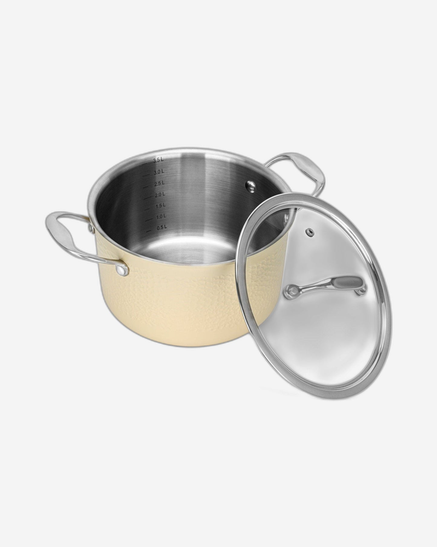 Fissman Brigitte Series Stainless Steel Sauce Pan With Glass Lid 6L Beige/Silver/Clear 24x13.5cm