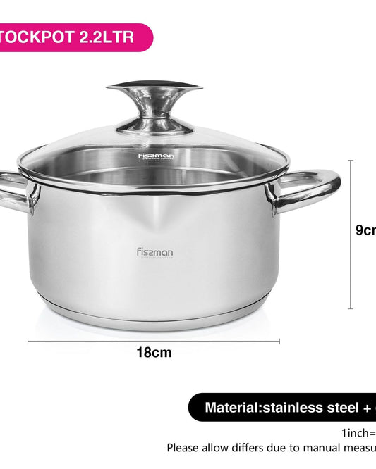 Fissman Stainless Steel Casserole With Lid Silver 18cm