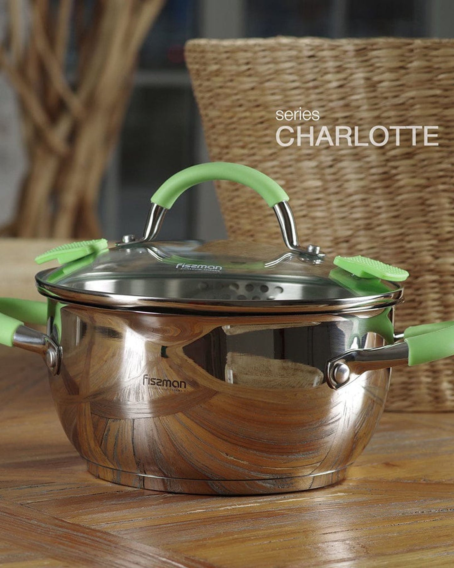 Fissman Stainless Steel Casserole with Glass Lid Silver 18x9cm