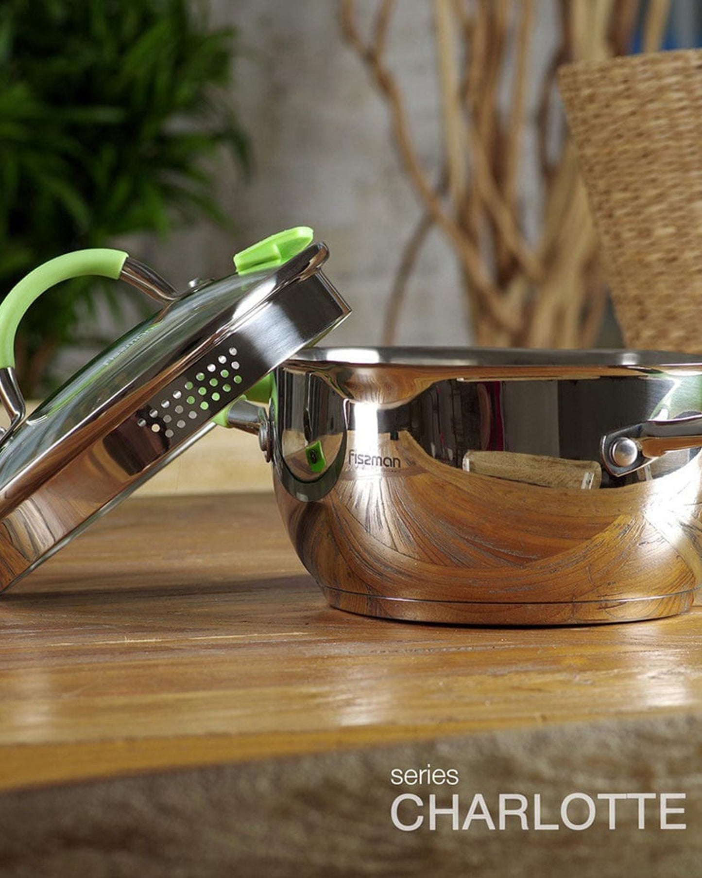 Fissman Stainless Steel Casserole with Glass Lid Silver 18x9cm