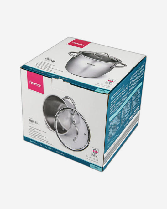 Fissman Stockpot With Glass Lid Vivien Stainless Steel 20x16.8cm/5.7LTR