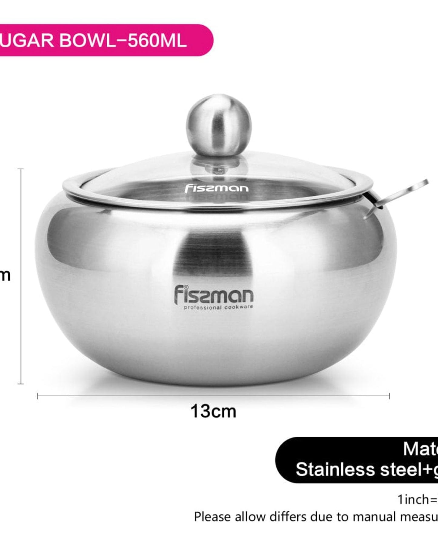 Fissman Sugar Bowl Silver 560ml