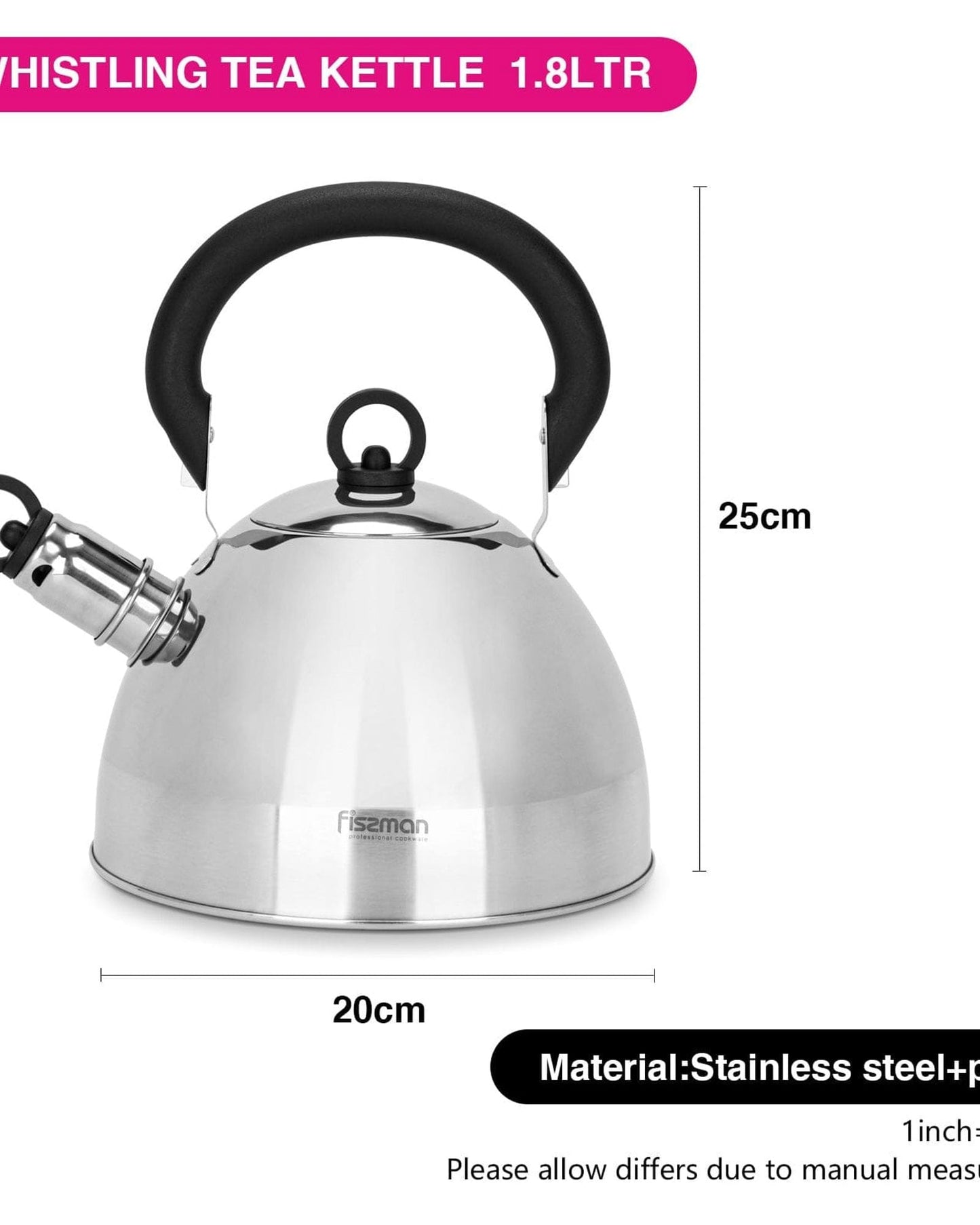 Fissman Whistling Kettle Silver 1.8L