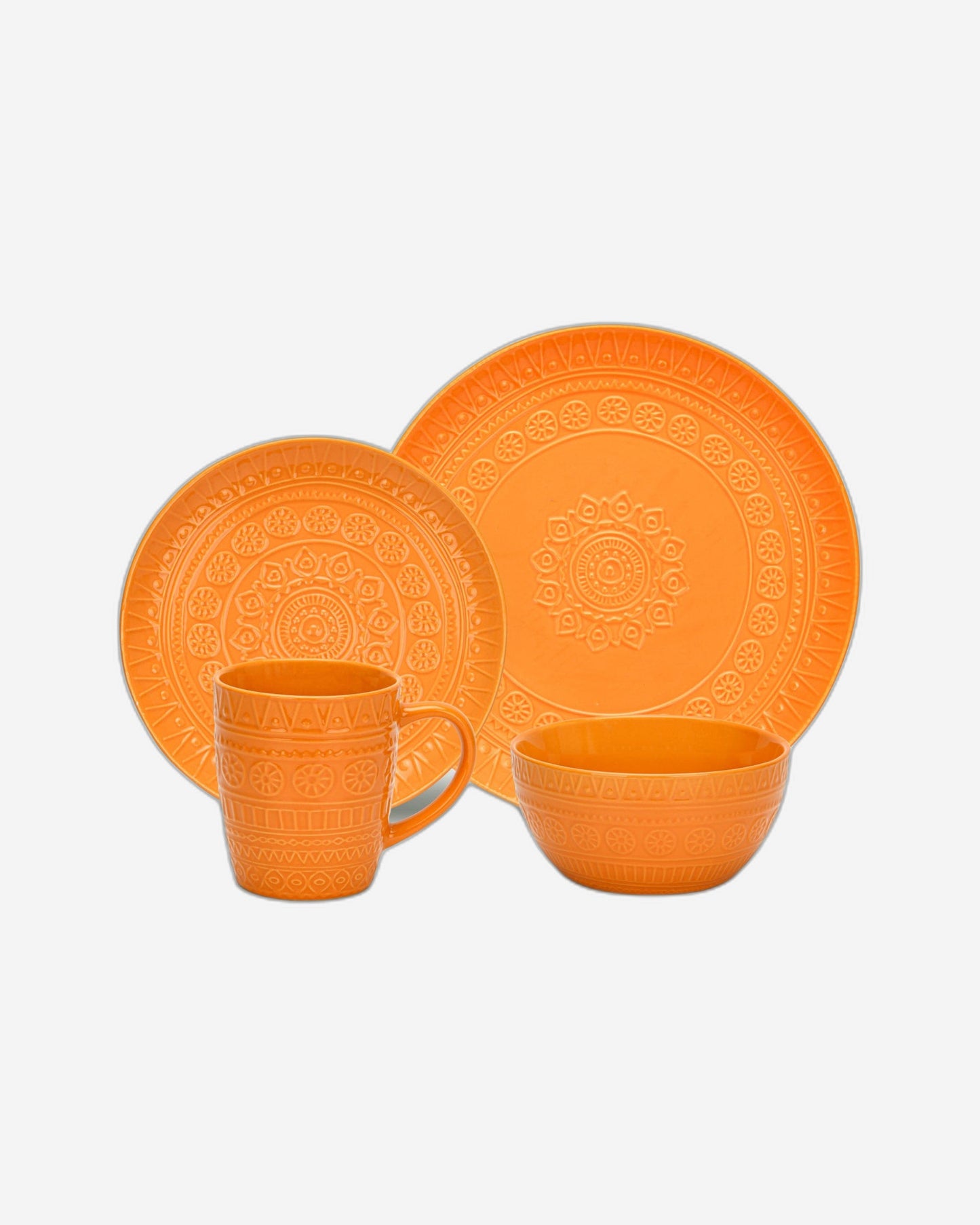 Fissman Dinnerware Motif Ceramic Orange 16Pc
