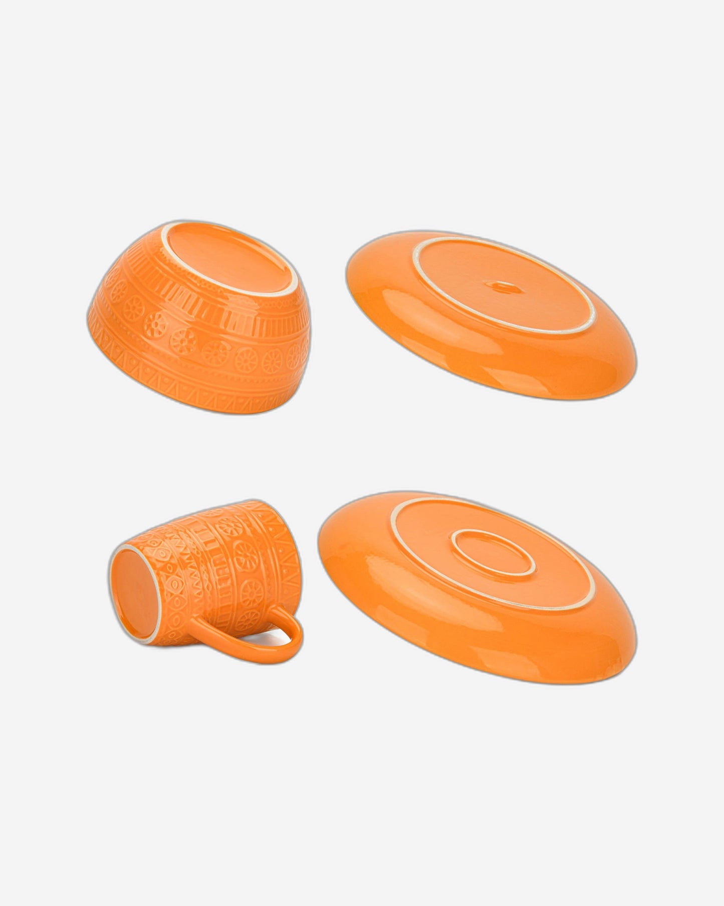 Fissman Dinnerware Motif Ceramic Orange 16Pc