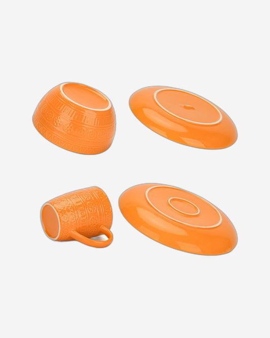 Fissman Dinnerware Motif Ceramic Orange 16Pc