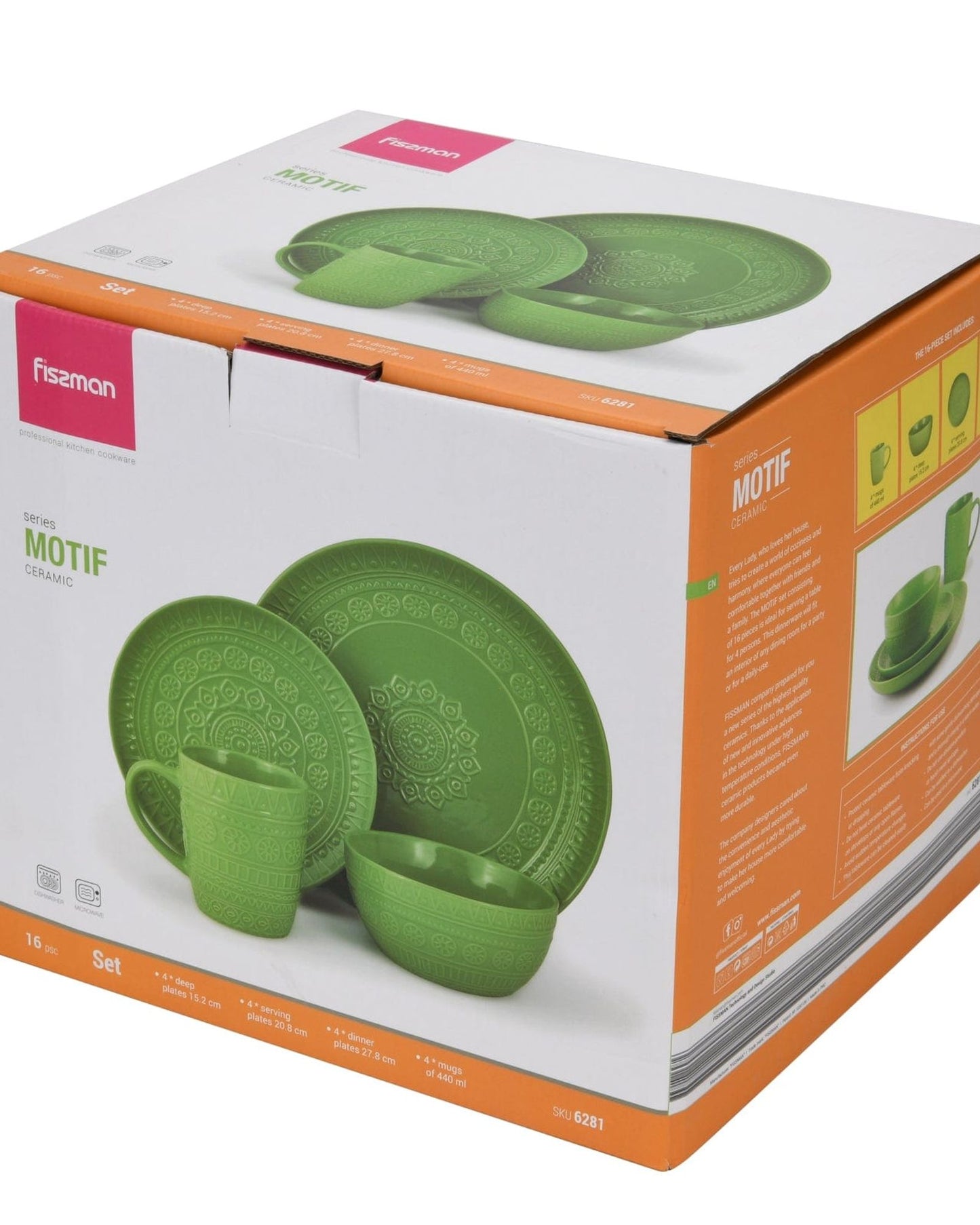 Fissman Dinnerware Motif Ceramic Green 16Pc