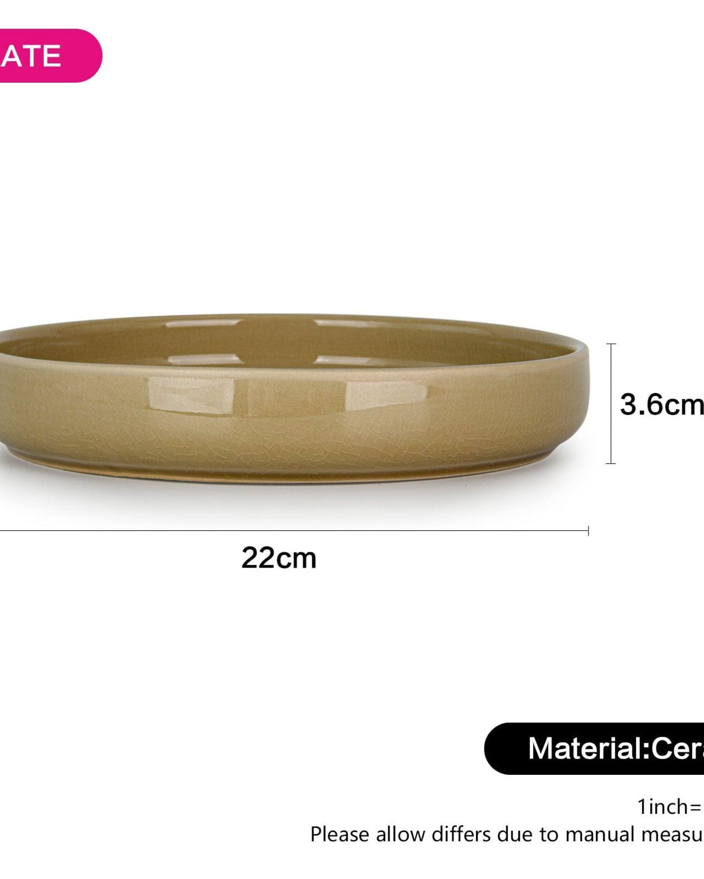 Fissman Plate Ceramic Brown 22cm
