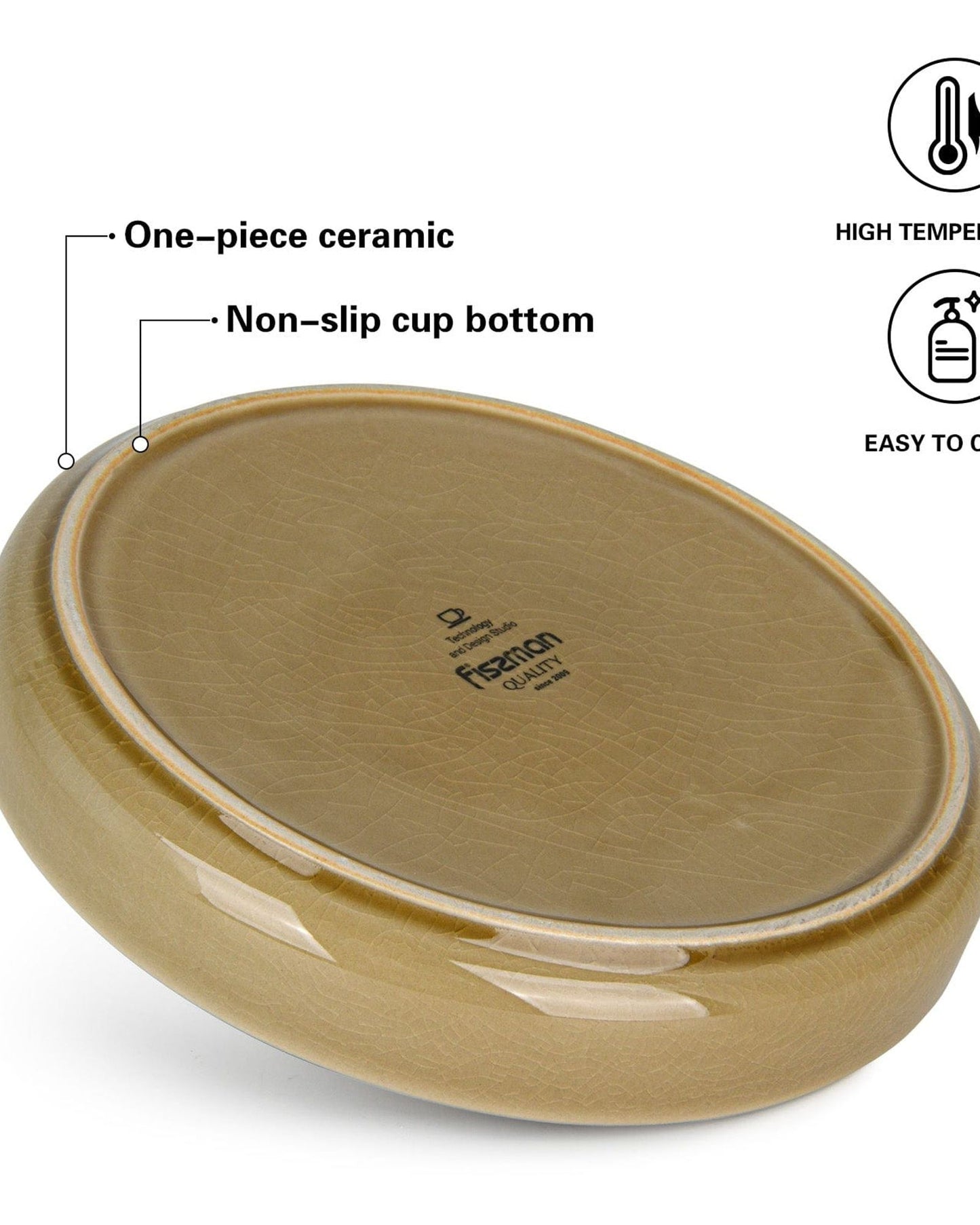 Fissman Plate Ceramic Brown 22cm
