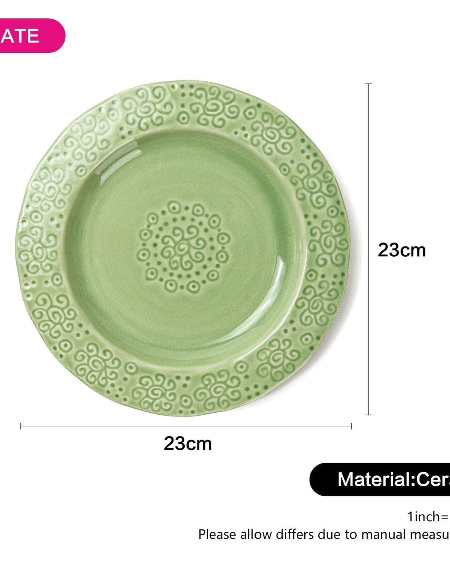 Fissman Ceramic Plate Green 23cm