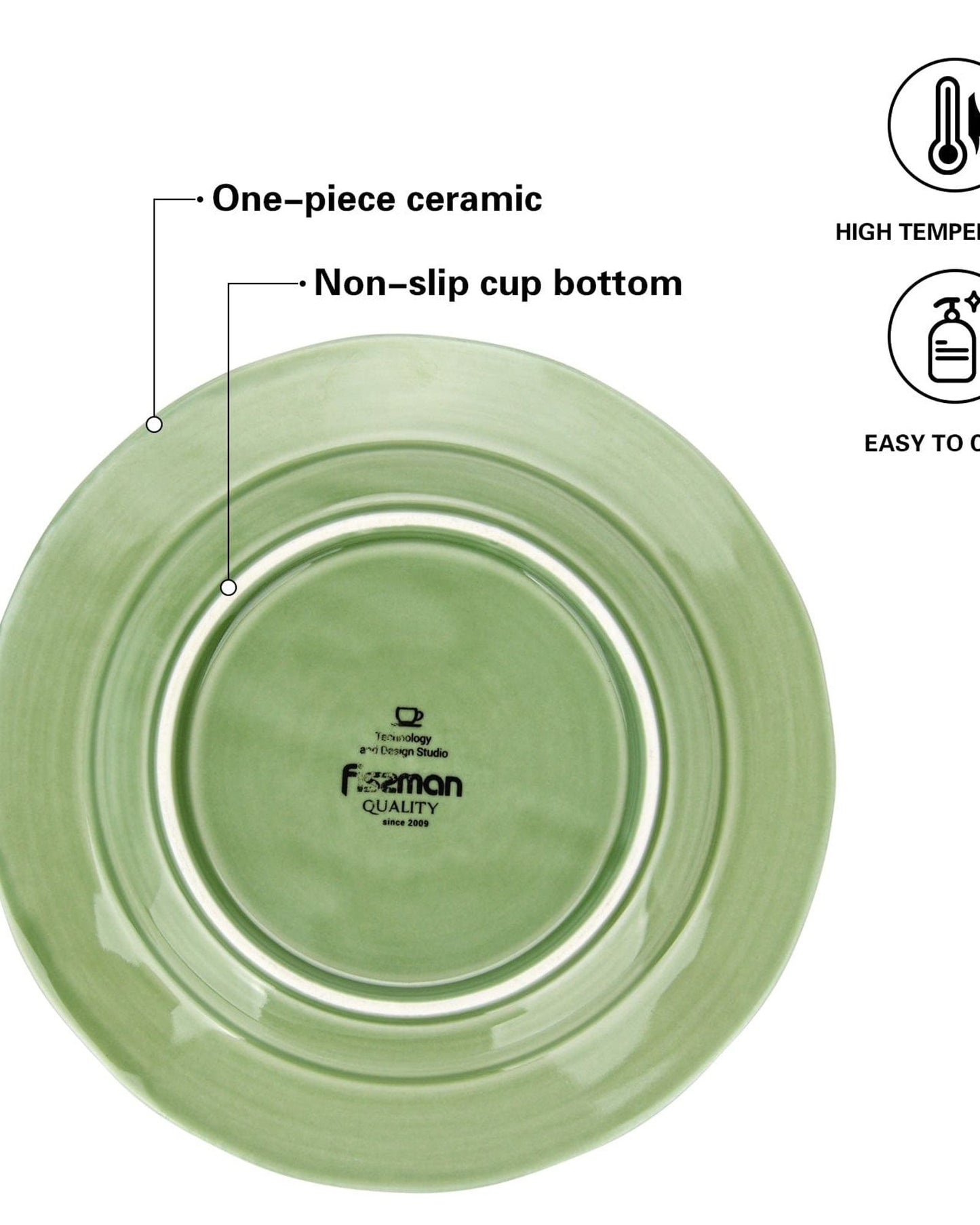 Fissman Ceramic Plate Green 23cm
