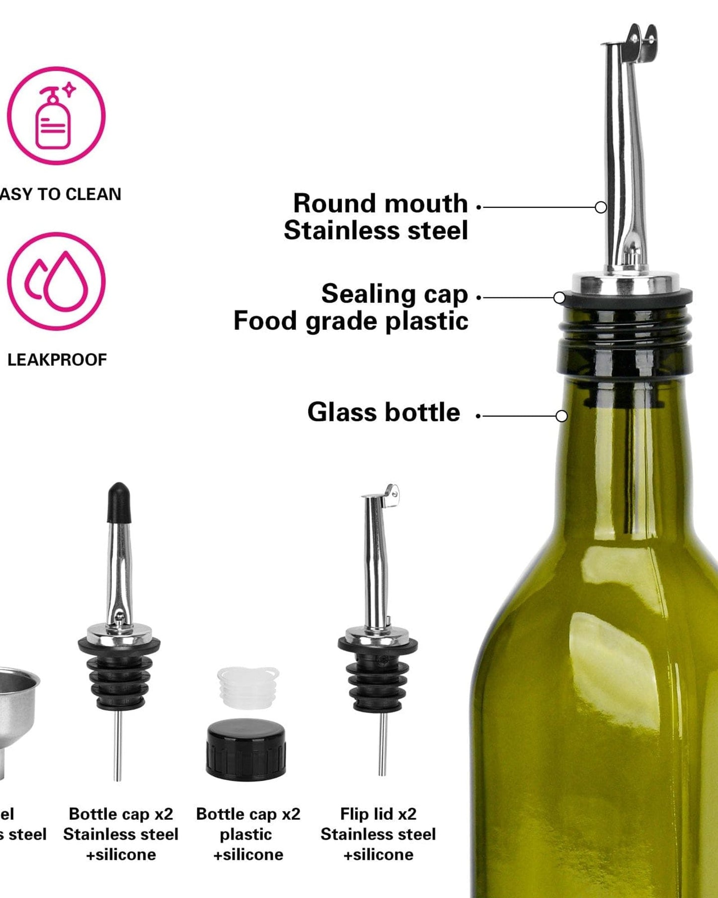 Fissman Cruet Oil & Vinegar Bottle Multicolour 2Pc