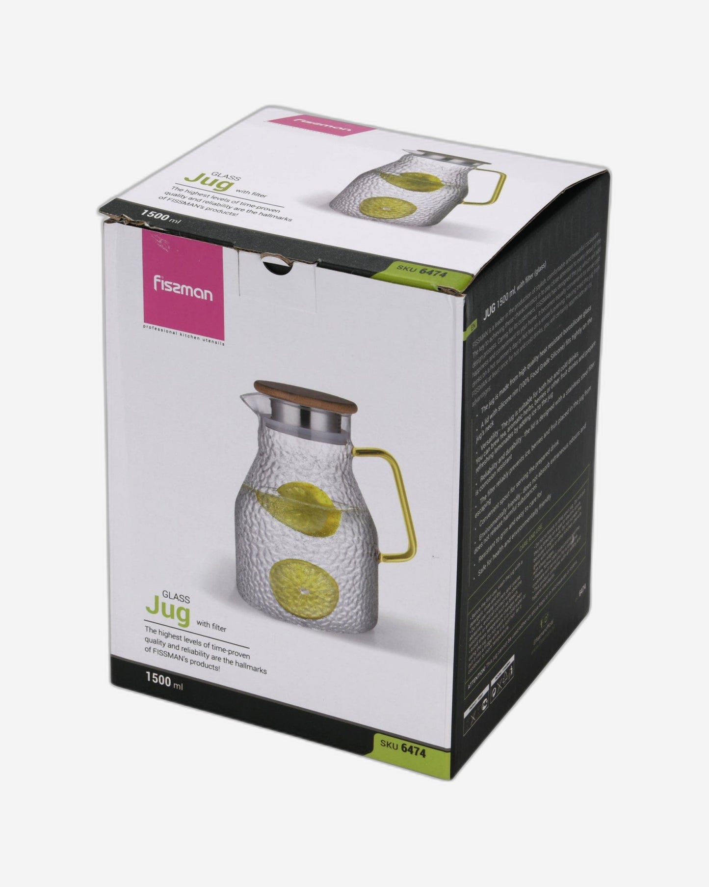 Fissman Jug 1500ml With Filter (Borosilicate Glass)