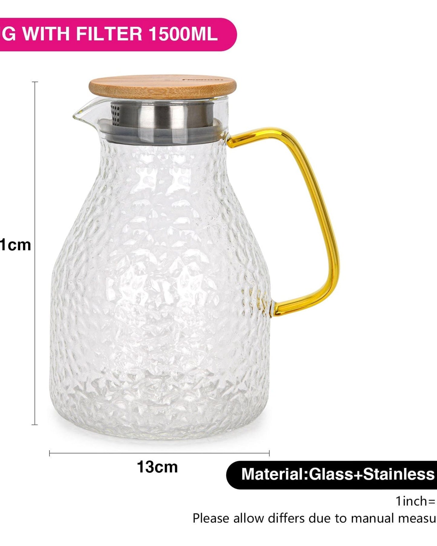 Fissman Jug 1500ml With Filter (Borosilicate Glass)