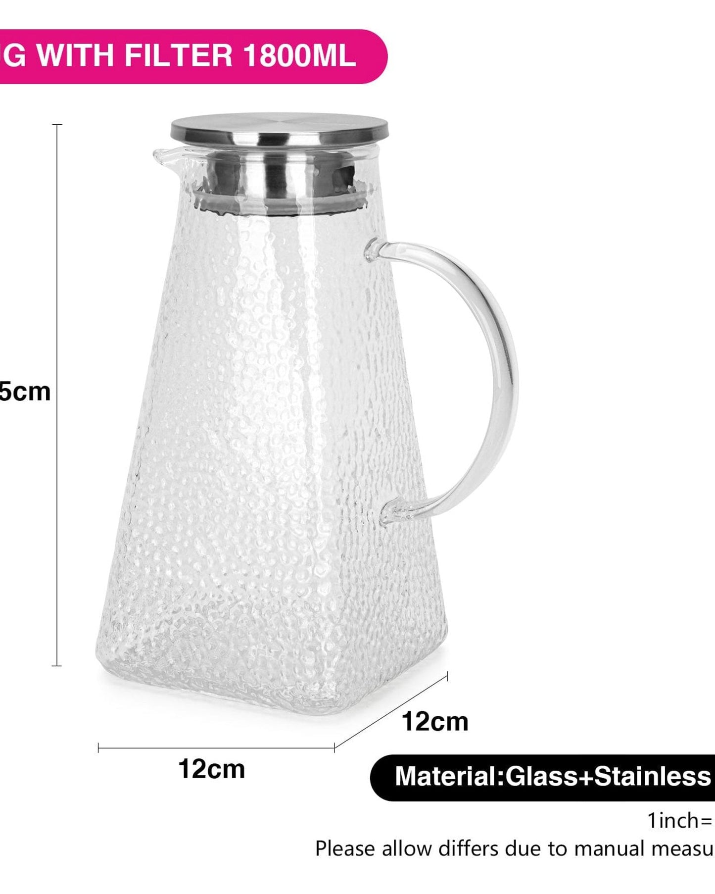 Fissman Jug 1800ml With Filter (Borosilicate Glass)