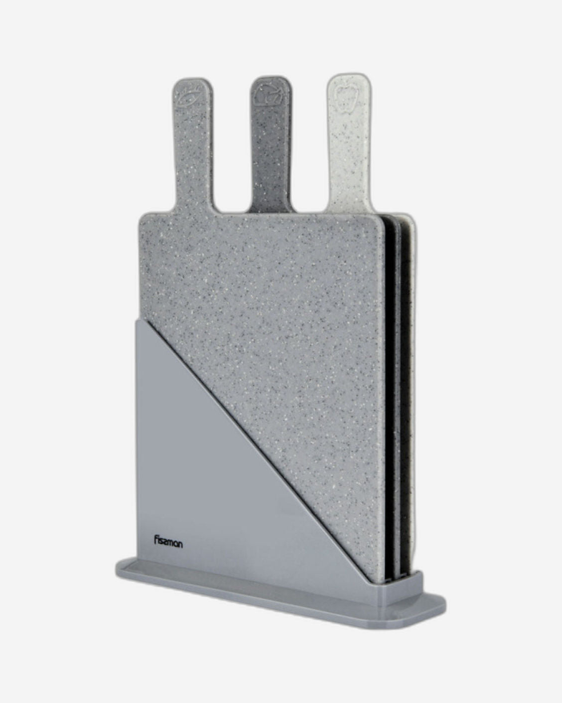 Fissman 3-Piece Marble Colorued Cutting Board Set With Stand Grey 32cm