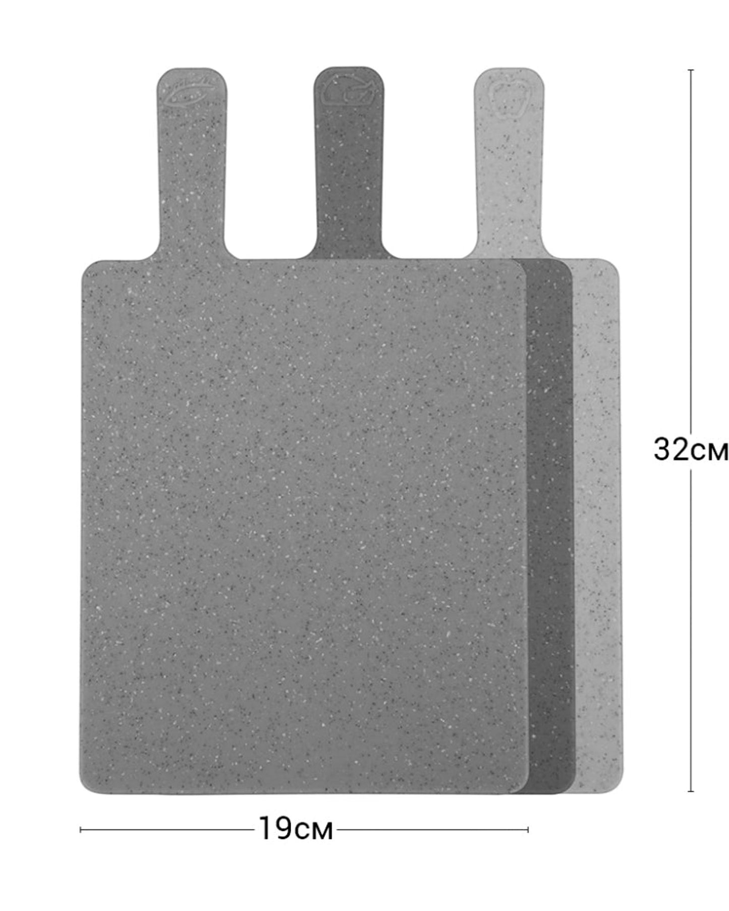 Fissman 3-Piece Marble Colorued Cutting Board Set With Stand Grey 32cm